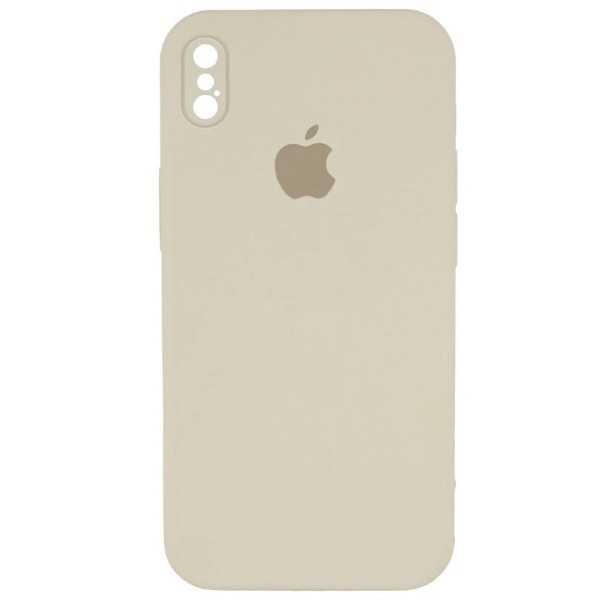 Silicone Case Square Full Camera Protective (AA) для iPhone XS Max (Antique White)-0