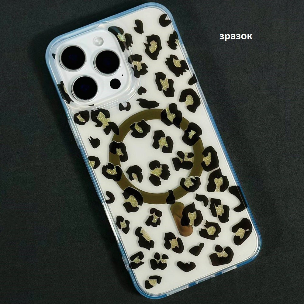Накладка Transporent with Print Magsafe для IPhone Xs Max 6.5" Леопард-0