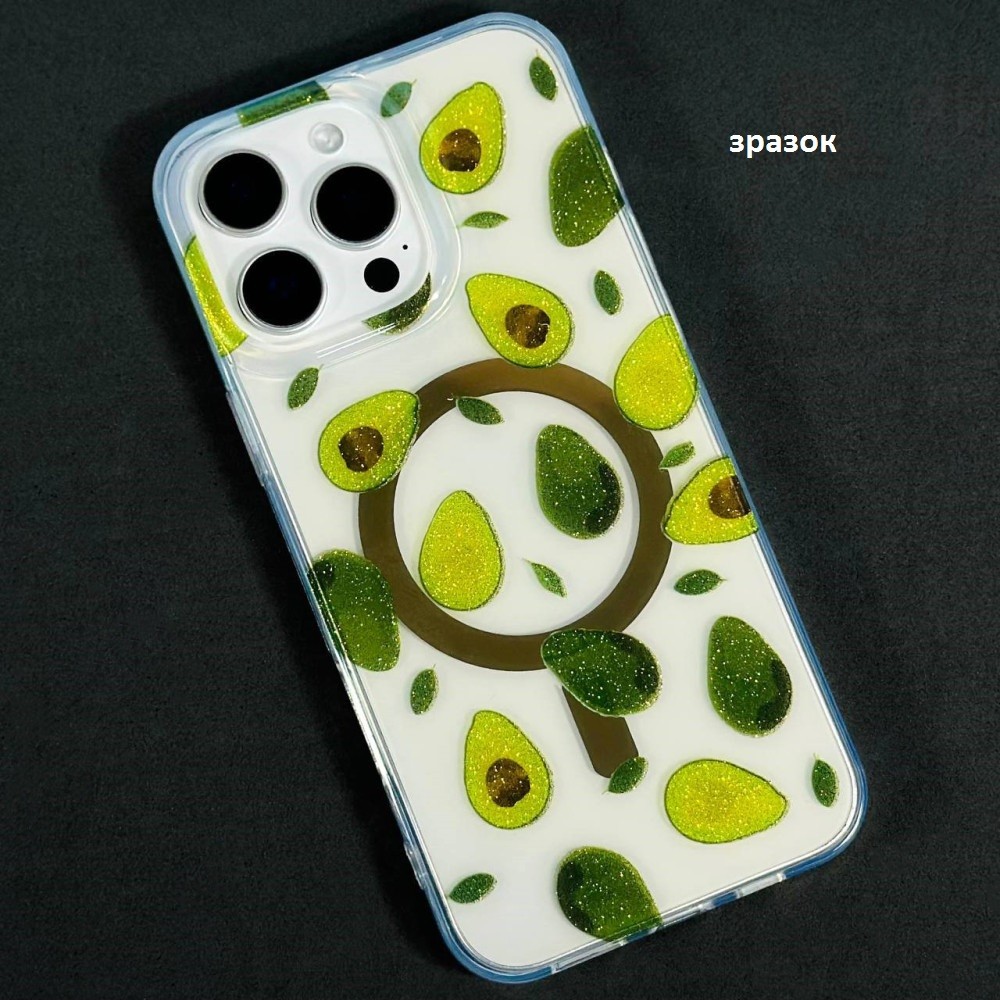 Накладка Transporent with Print Magsafe для IPhone Xs Max 6.5" Авокадо-0