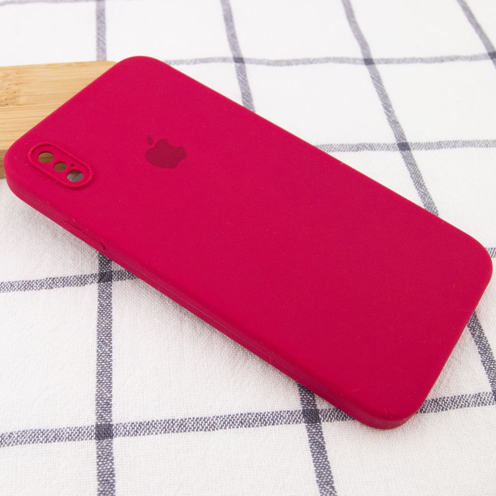 Silicone Case Square Full Camera Protective (AA) для iPhone XS Max (6.5") (Rose Red)-1