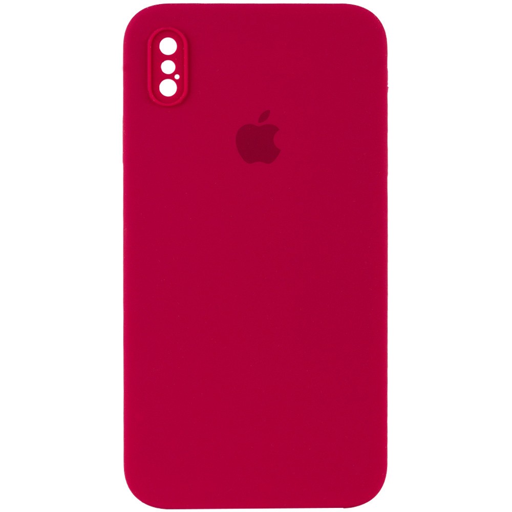 Silicone Case Square Full Camera Protective (AA) для iPhone XS Max (6.5") (Rose Red)-0
