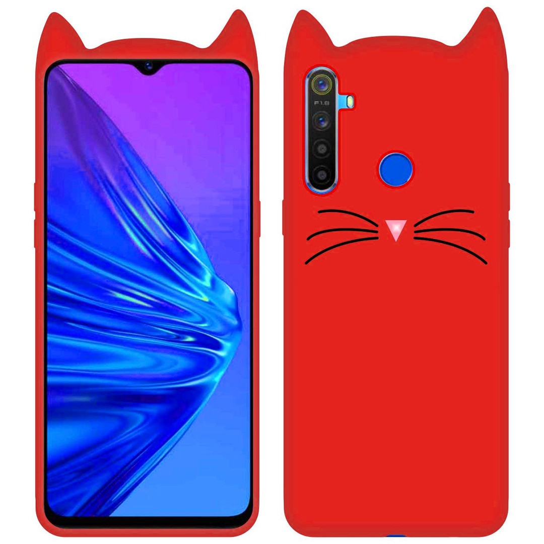 Накладка 3D Cat для Realme 5/6i червона-0