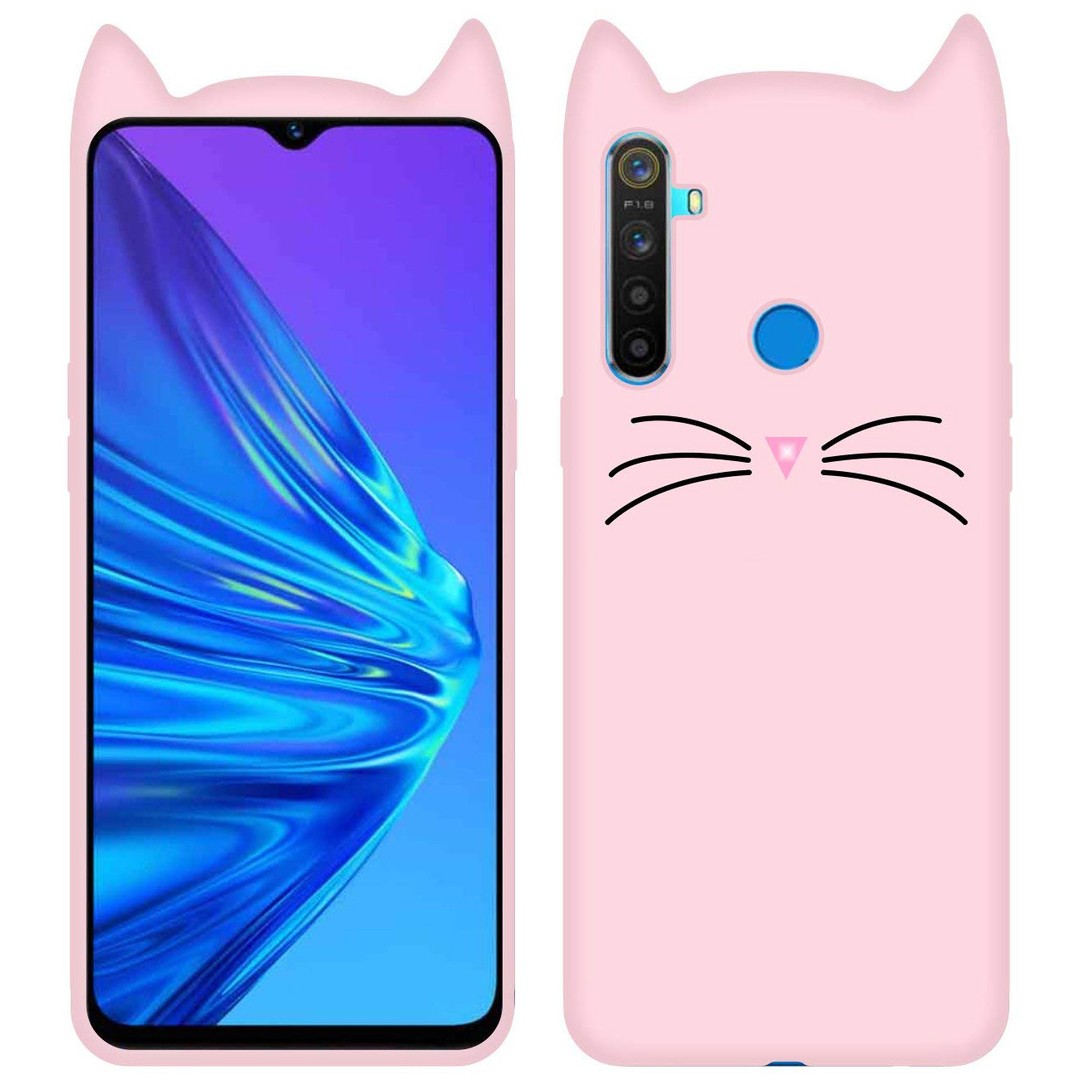 Накладка 3D Cat для Realme 5/6i рожева-0