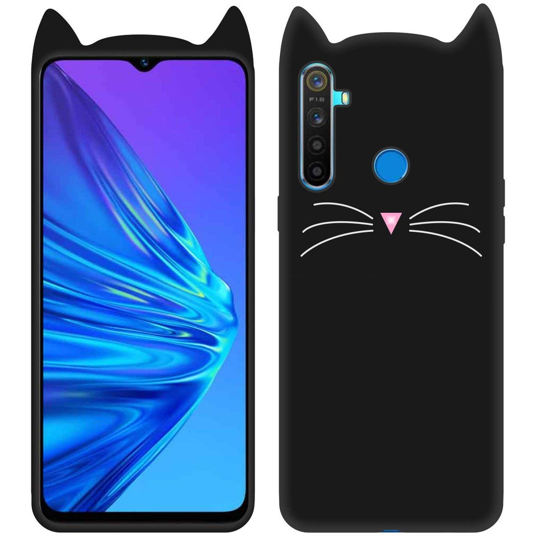 Накладка 3D Cat для Realme 5/6i чорна-0