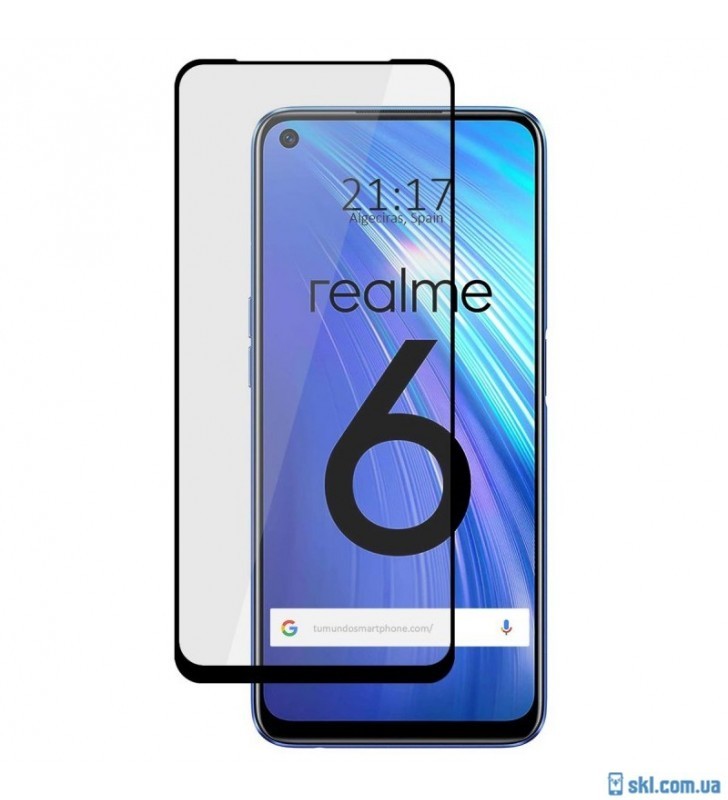 Захисне скло Full Glue для Realme 6/6s з чорною рамкою-0
