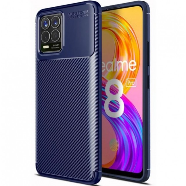 Накладка Ultimate Experience Carbon для Realme 8 / 8 Pro Синя-0