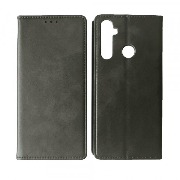 Книжка Black TPU Magnet для Realme С3 сіра-0