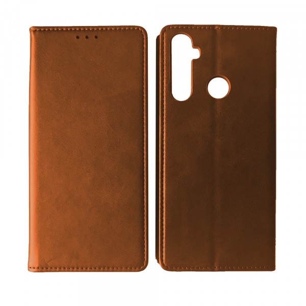Книжка Black TPU Magnet для Realme С3 коричнева-0