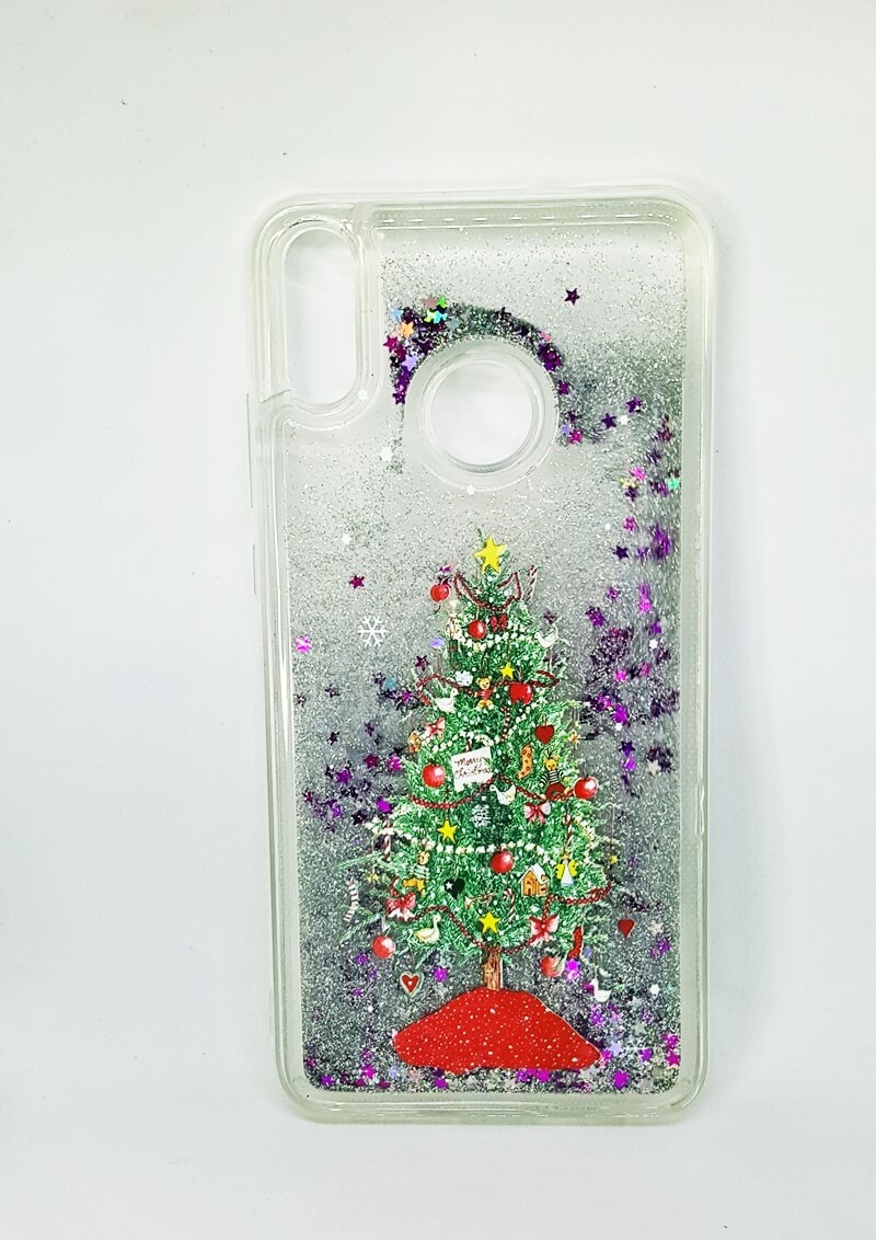 Накладка Merry Christmas  "Новий Рік" для Honor 8X  Ялинка срібляста (переливається)-0