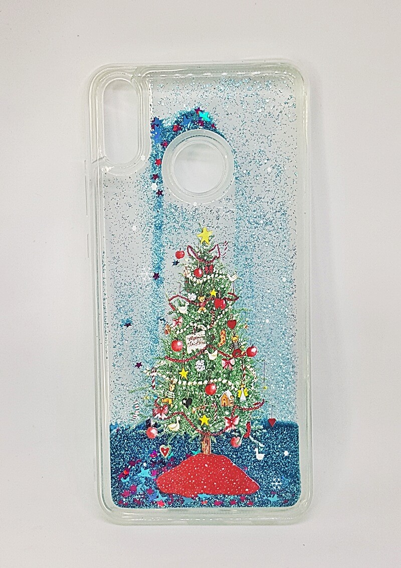 Накладка Merry Christmas  "Новий Рік" для Honor 8X  Ялинка синя (переливається)-0