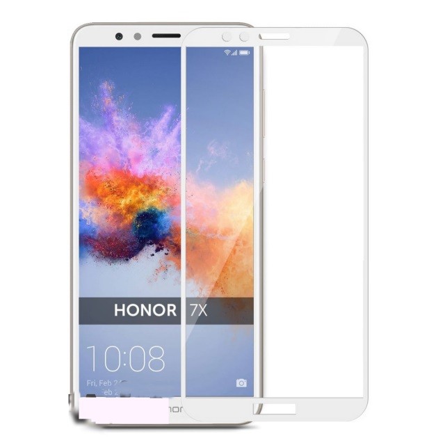 Захисне скло Full Glue для Honor 7X з білою рамкою-0