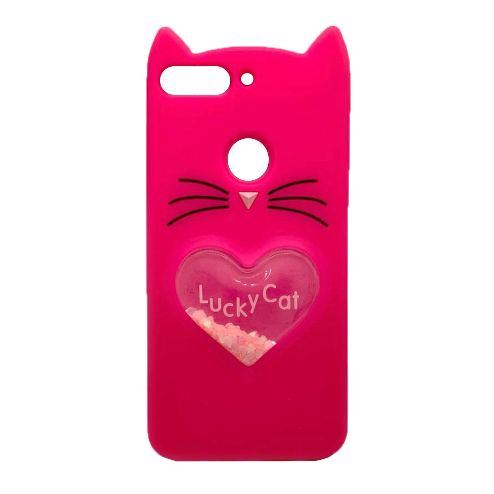 Накладка 3D Cat heart для Huawei Y7 Prime 2018 (LDN-L21) / Honor 7C Pro (LND-L29) малинова-0