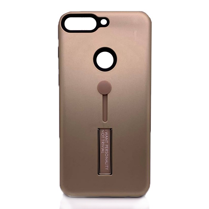 Накладка для Huawei Y7 Prime 2018 (LDN-L21) / Honor 7C Pro (LND-L29) Hybrid TPU з підставкою і тримачем на палець (Золотий)-0