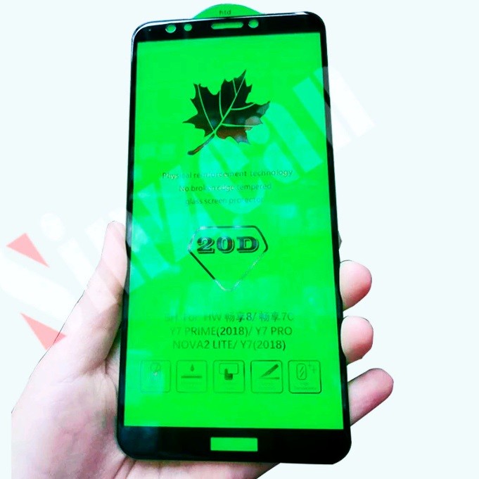 Захисне скло DK Full Glue 20D для Y7 2018/Y7 Prime 2018/Honor 7C з чорною рамкою-0
