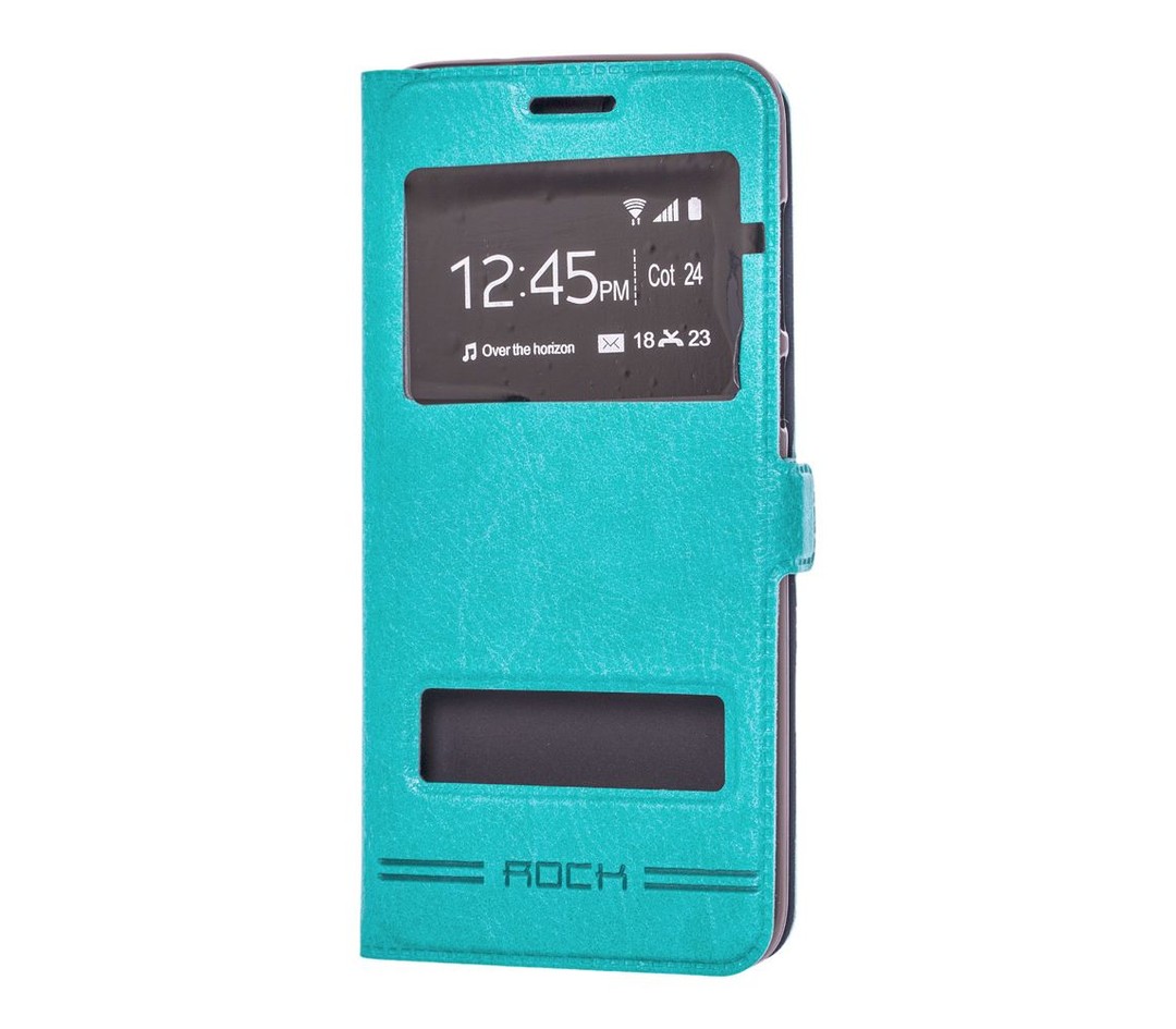 Книжка ROCK HUAWEI P Smart (2 окна) (Бирюзовый)-0
