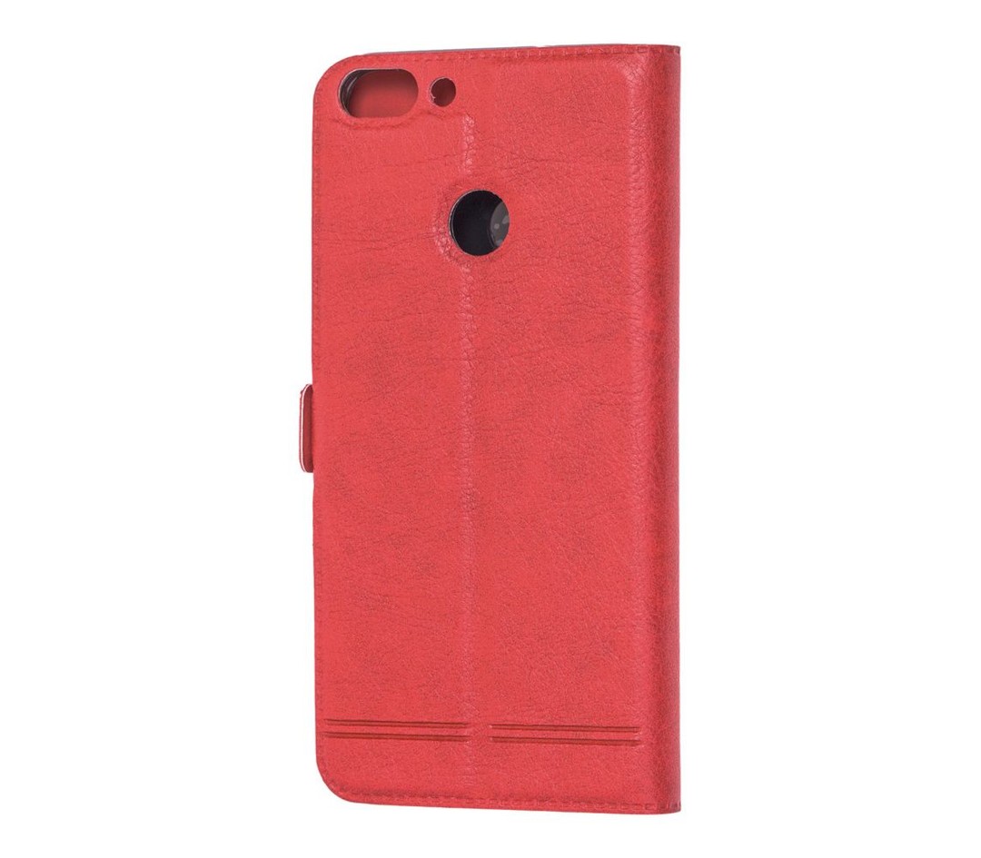 Книжка ROCK для Huawei P Smart (FIG-LX1)  (2 вікна) (Червона)-1