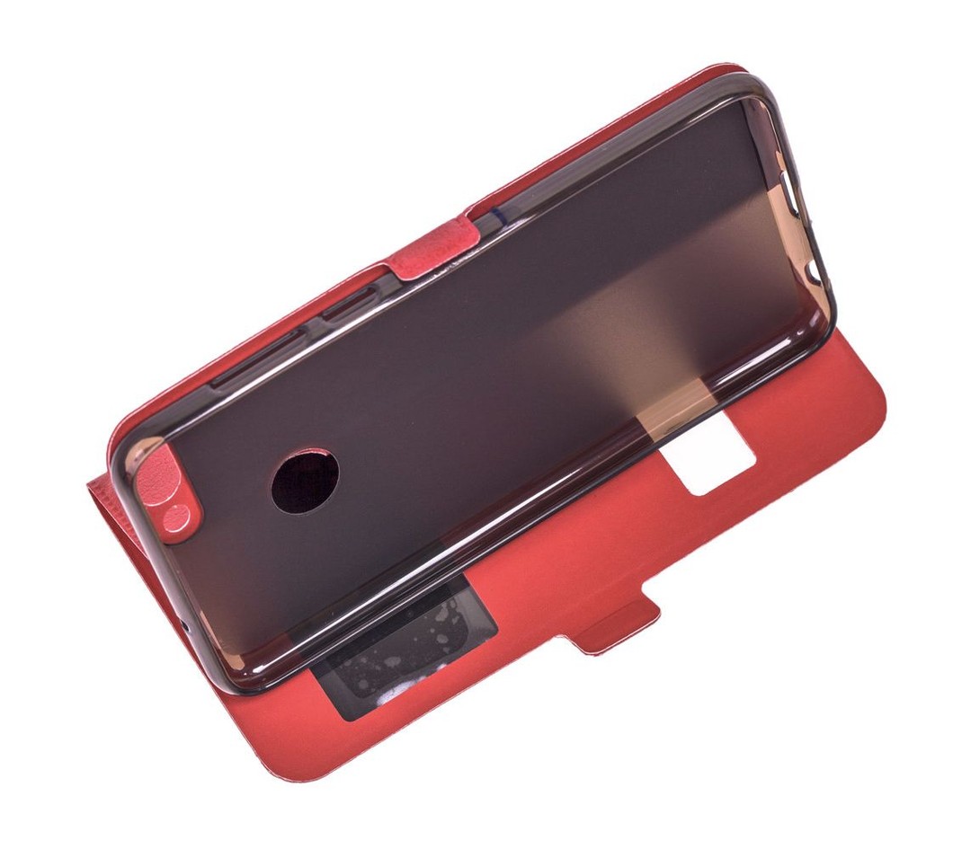 Книжка ROCK для Huawei P Smart (FIG-LX1)  (2 вікна) (Червона)-2