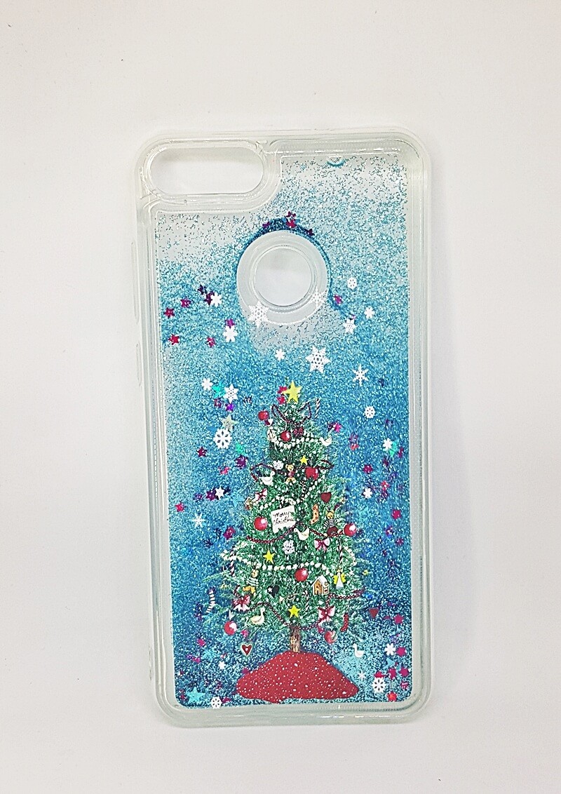 Накладка Merry Christmas  "Новий Рік" для Huawei P Smart (FIG-LX1)  Ялинка (переливається)-0