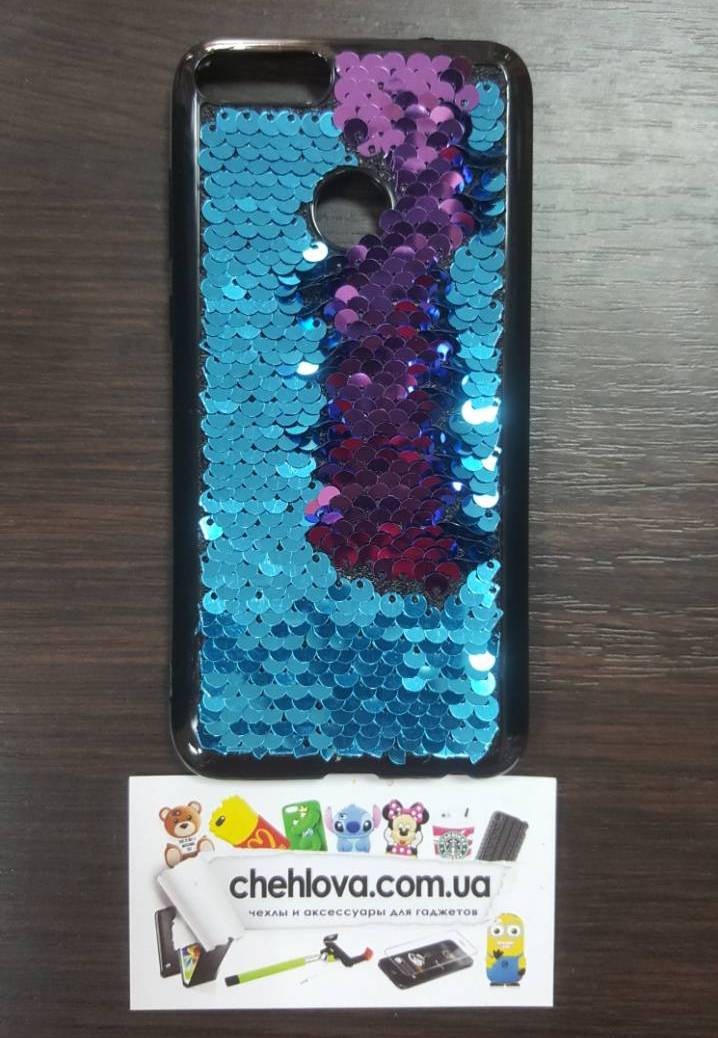 Накладка Sequins для Huawei P Smart  (FIG-LX1) / Enjoy 7S синя-0