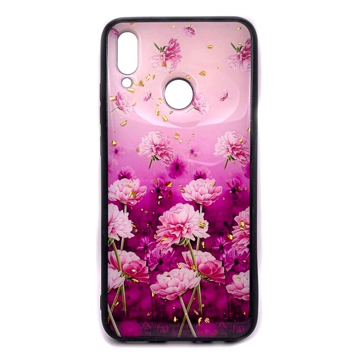 Накладка Fasion 2в1 для Huawei P Smart 2019 "Рожеві квіти"-0