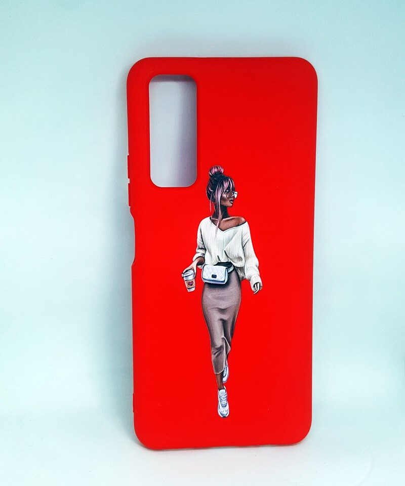 Накладка Silicone ART для Huawei P Smart 2021 "Lady Red"-0
