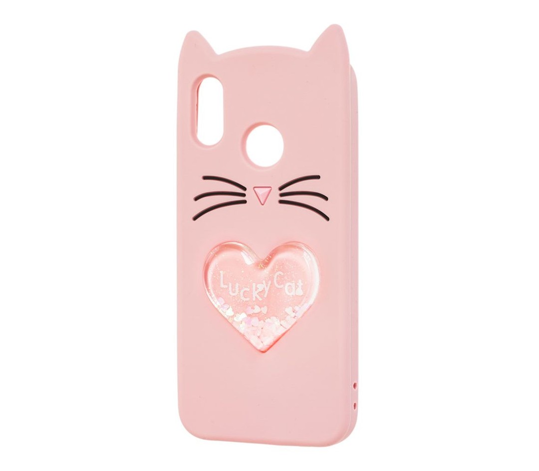 Накладка CAT 3D Heart для Samsung A20/A30 з сердечком рожевий-0
