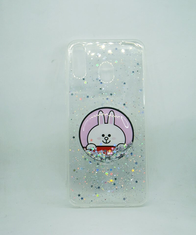 Накладка TOY для Samsung M10 з рідкими блискітками "Зайчик"-0