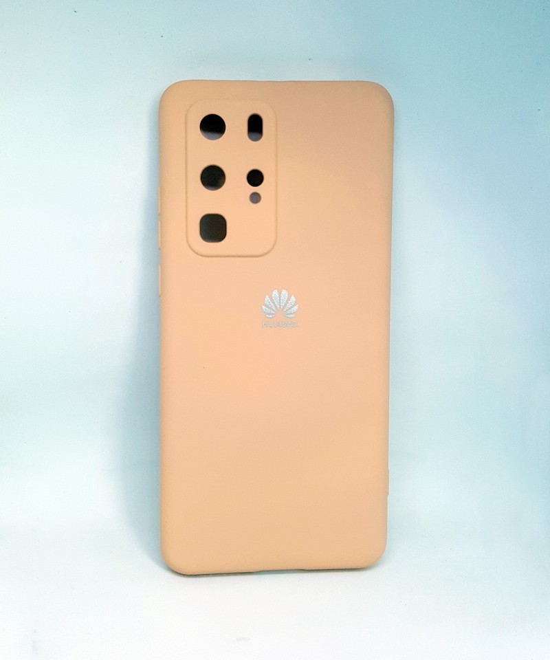 Накладка Silicone Case Full Camera для Huawei P40 Pro персикова-0