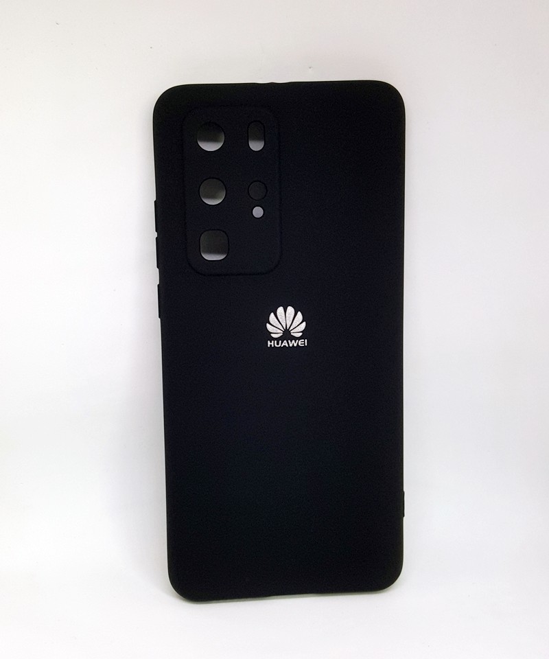 Накладка Silicone Case Full Camera для Huawei P40 Pro чорна-0