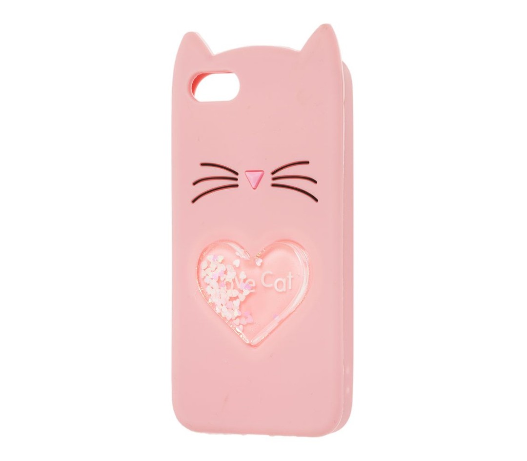 Накладка Cat 3D Heart для Iphone 4   рожева-0