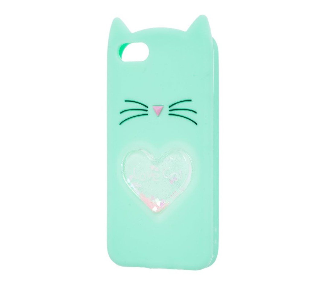 Накладка Cat 3D Heart для Iphone 4  м`ятна-0