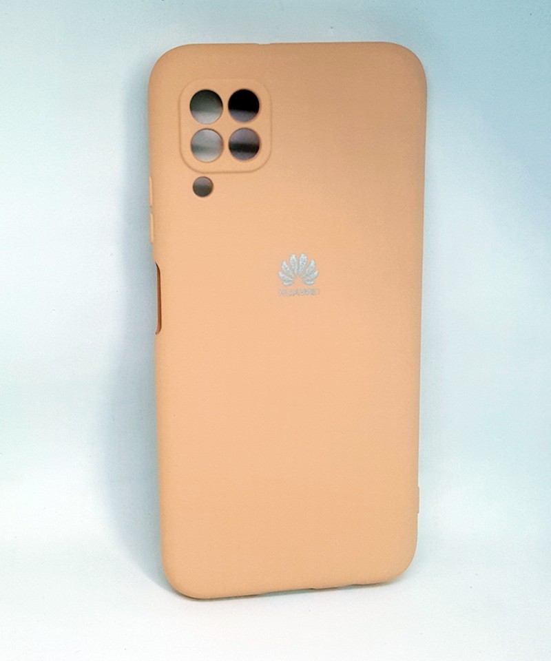 Накладка Silicone Case Full Camera для Huawei P40 Lite персикова-0