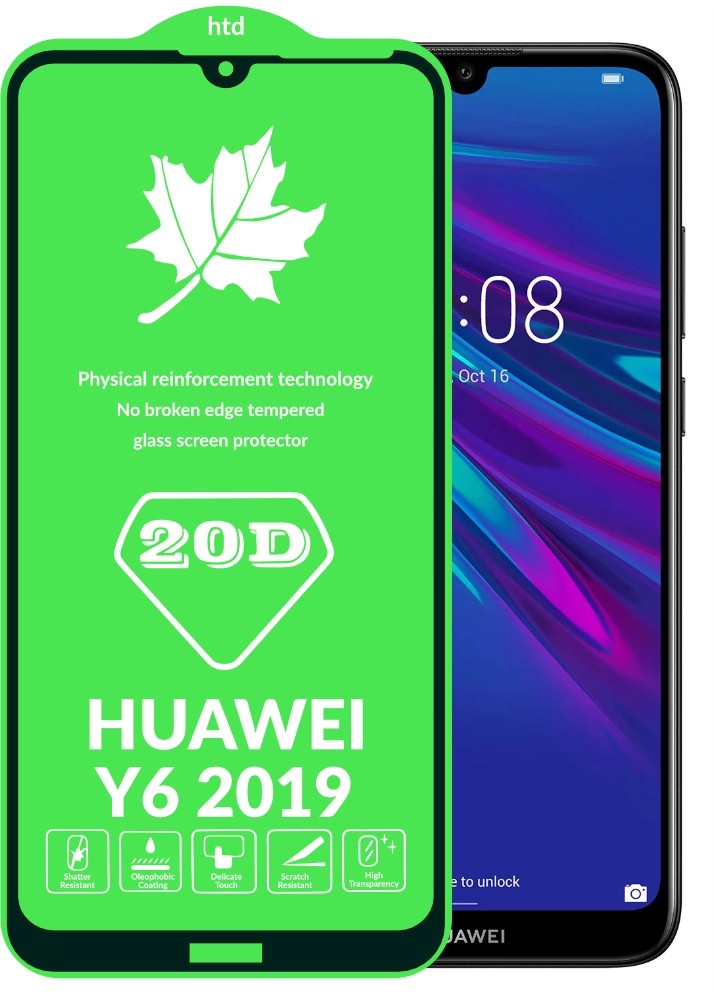 Захисне скло DK Full Glue 20D для Huawei Y6 Prime 2019 з чорною рамкою-0