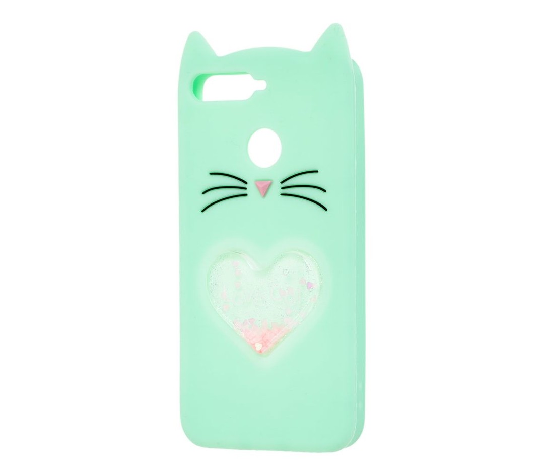 Накладка 3D Cat heart для Huawei Y6 Prime (2018) (ATU-l21)/ Honor 7C  (AUM-L41) / Honor 7A Pro (AUM-L29) м`ятна-0