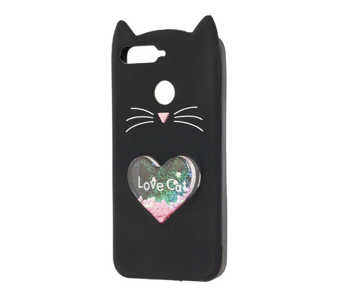 Накладка Cat 3D Heart для Huawei Honor 9 Lite чорна-0