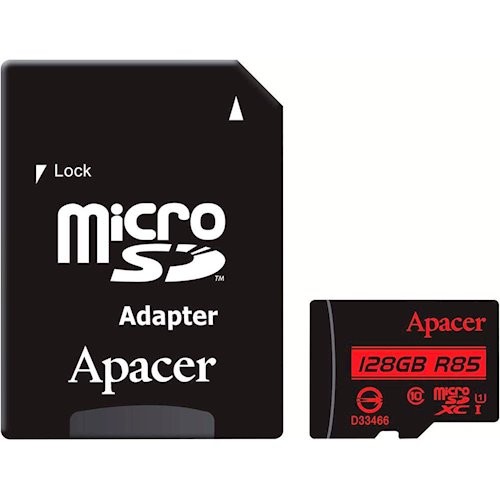 Карта пам`яті  microSDXC 128Gb Apacer (85Mb/s) (UHS-1) + Adapter SD-0