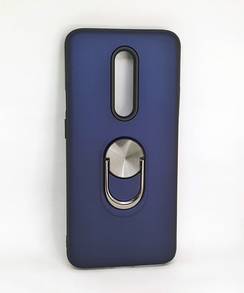 Чохол з кільцем SoftTouch для One Plus 7  (Темно-синій)-0