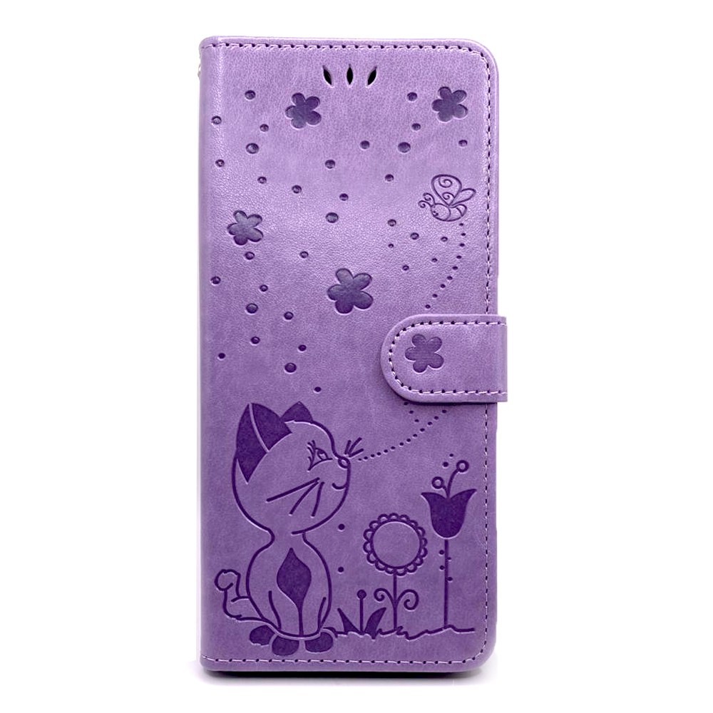 Чохол книжка Letaher flip Cat pattern для Oppo A53 /A53s (Purple)-0