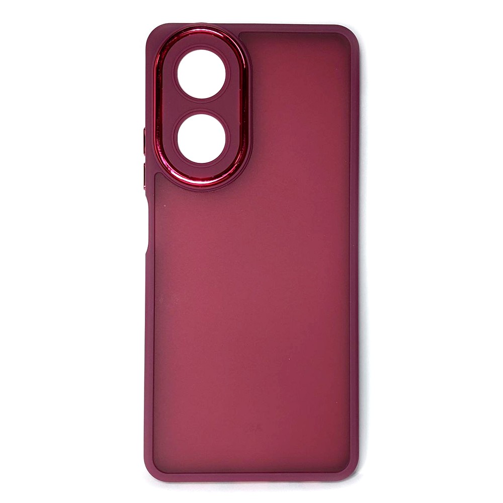 Накладка Luxury Metal Lens для OPPO A58 4G (Марсала)-0