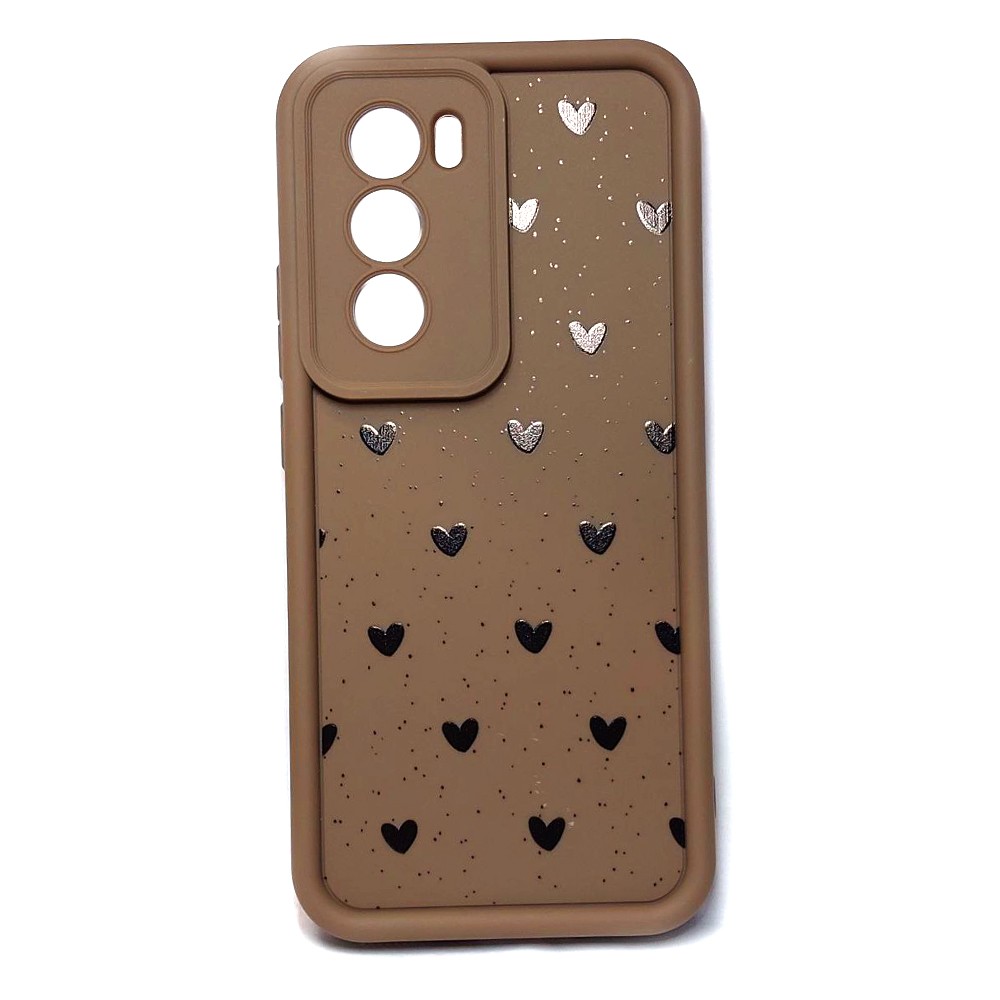 Накладка Luxury Candy Hearts для Oppo Reno 12 5G (Brown)-0