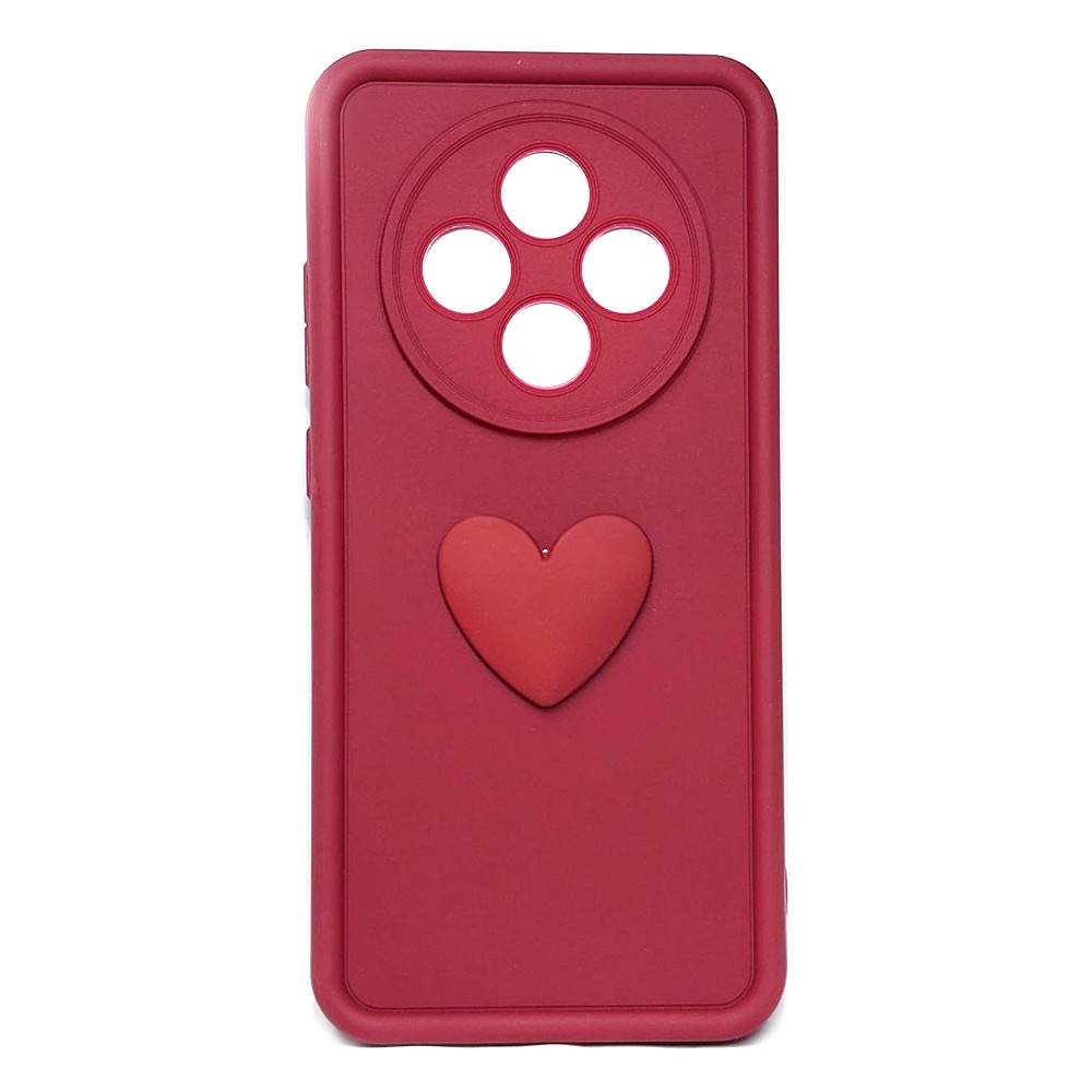 Накладка Luxury Candy 3D Heart для Oppo Reno 12FS 5G / Reno 12F 5G (Marsala)-0