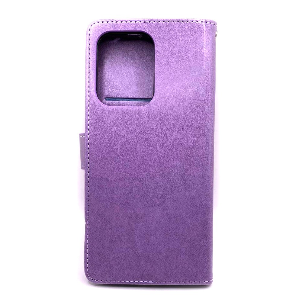 Чохол книжка Letaher flip Flower pattern для Oppo Reno 13F (Purple)-1
