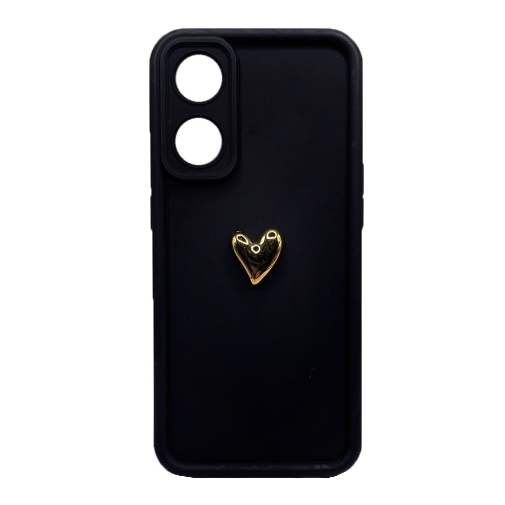 Накладка Luxury Candy 3D GoldHeart для Oppo Reno 8T 4G  (Black)-0