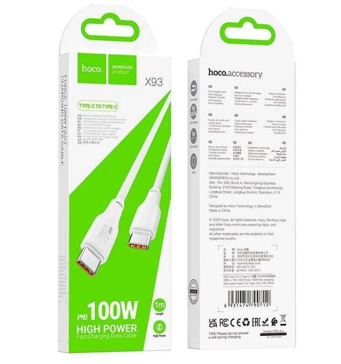 Кабель TYPE-C Hoco X93 Force 100W (L=1M) white