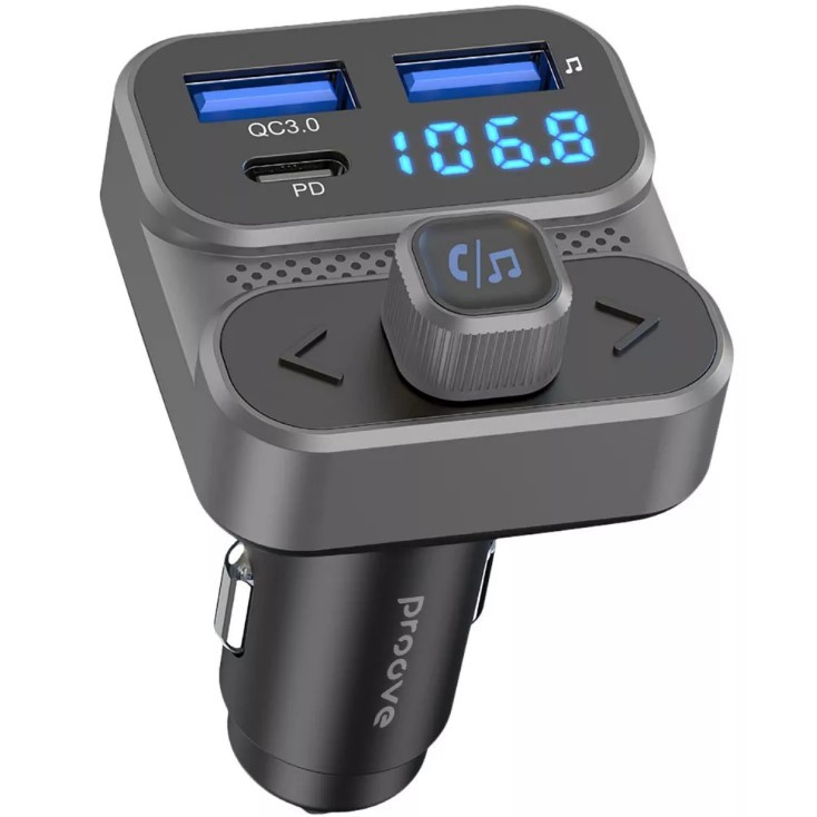 АЗП Proove FM Launcher Luxor SE 36W (PD+QC3.0) Type-C+USB (gray)-1