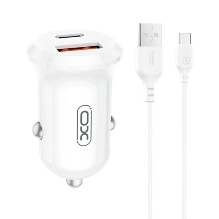 АЗП XO CC69 Mini Smart A+C 30W Car Charger Білий-1