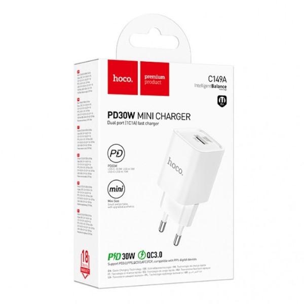 Адаптер Hoco C149A Charm PD30W+QC3.0 білий