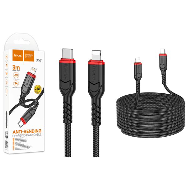 USB cable HOCO X59 Type-C/Lightning PD (1m) black-0