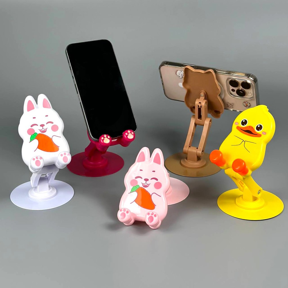 Настільна підставка для телефону S112 Animals 360° Rotation (Зайчик рожевий)-1