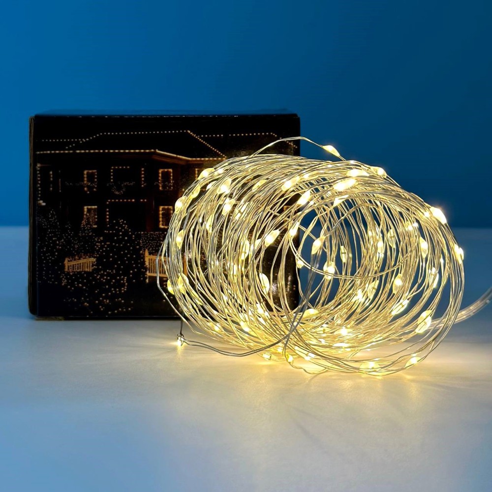 Гірлянда Xmas Крапля роси 100 Led 10m Теплий/білий від батарейок+USB-4